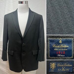 Brooks Brothers 1818 Madison 42R Gray Saxxon Herringbone Tonal Blazer Jacket